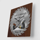 Custom Woodwork Saw Blade Planer Clock Quadratische Wanduhr (Winkel)