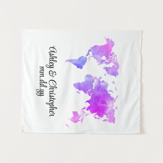 Custom World Map Wedding Foto Stand Willkommenspro Wandteppich (Vorderseite (Horizontal))