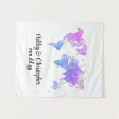 Custom World Map Wedding Foto Stand Willkommenspro Wandteppich (Vorderseite (Horizontal))