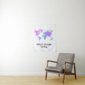 Custom World Map Wedding Foto Stand Willkommenspro Wandteppich (Beispiel)
