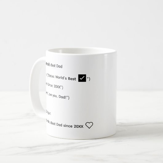 Custom World’s Best Dad Code Mug – Year Gift Kaffeetasse (Vorderseite Links)