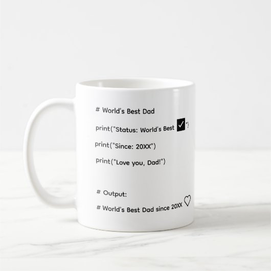 Custom World’s Best Dad Code Mug – Year Gift Kaffeetasse (Links)