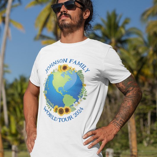 Custom World Tour Earth in Sonnenblumen Cool T-Shirt