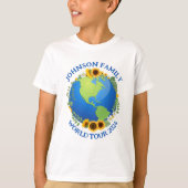 Custom World Travel Sunflowers Earth Kids Vacation T-Shirt (Vorderseite)