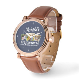 Custom World's Best Grandpa 3 Photo Armbanduhr