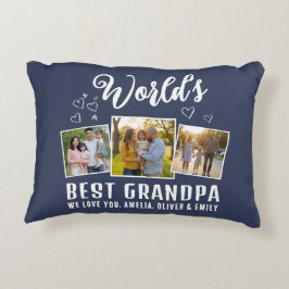 Custom World's Best Grandpa 3 Photo  Dekokissen