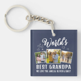 Custom World's Best Grandpa 3 Photo Schlüsselanhänger