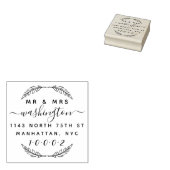 Custom Wreath & Script Mr. & Mrs. Rücksendeadresse Gummistempel (Stempel)