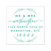 Custom Wreath & Script Mr. & Mrs. Rücksendeadresse Permastempel (Design)