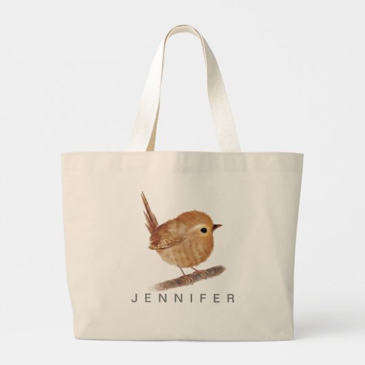 Custom Wren Bird Tote Bag Jumbo Stoffbeutel (Rückseite)