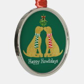 Custom Xmas Gelbe Labrador Kissing Mistletoe Ornament Aus Metall (Rechts)