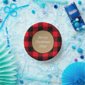 Custom Xmas kariert schwarz und rot Muster tartan Pappteller (Party)