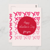 Custom XOXO Bold Modern Happy Valentines Day Postkarte (Vorne/Hinten)
