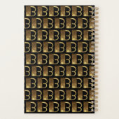 Custom Year 2019 Black Gold Monogram B Elegant Planer (Rückseite)