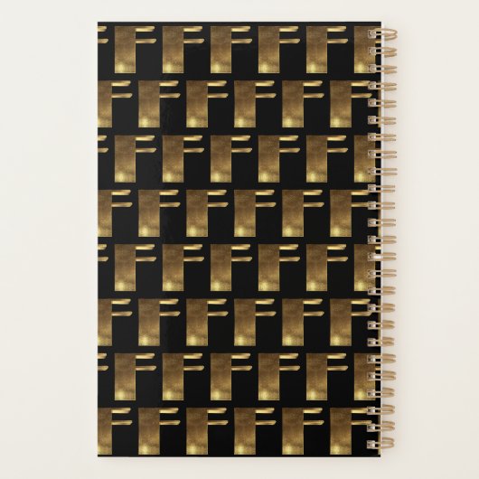 Custom Year 2019 Black Gold Monogram F Elegant Planer (Rückseite)