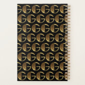 Custom Year 2019 Black Gold Monogram G Elegant Planer (Rückseite)