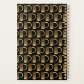 Custom Year 2019 Black Gold Monogram P Elegant Planer (Rückseite)
