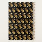 Custom Year 2019 Black Gold Monogram S Elegant Planer (Rückseite)