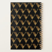 Custom Year 2019 Black Gold Monogram V Elegant Planer (Rückseite)