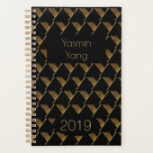 Custom Year 2019 Black Gold Monogram Y Elegant Planer (Vorderseite)