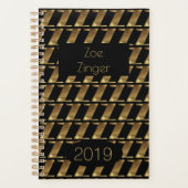 Custom Year 2019 Black Gold Monogram Z Elegant Planer (Vorderseite)