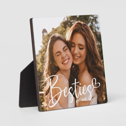 Custom Year Besties BESTE FREUNDIN Modernes Script Fotoplatte (Vorderseite)