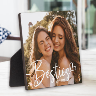 Custom Year Besties BESTE FREUNDIN Modernes Script Fotoplatte