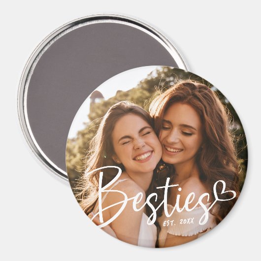 Custom Year Besties BESTE FREUNDIN Modernes Script Magnet (Vorderseite/Rückseite)