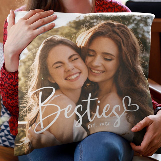 Custom Year Besties BFF Modern Script Heart Kissen (Von Creator hochgeladen)