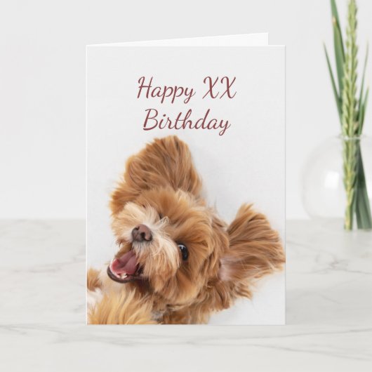 Custom Year Birthday Cute Dog Puppy Pet Karte (Vorderseite)