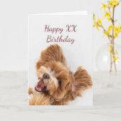 Custom Year Birthday Cute Dog Puppy Pet Karte (Gelbe Blume)