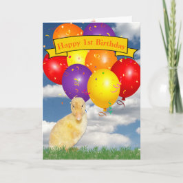 Custom Year Birthday Duckling farbenfrohe Ballons Karte