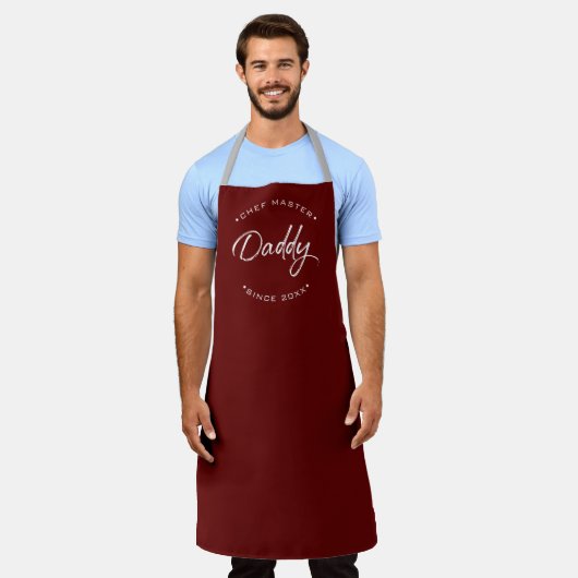 Custom Year Chef Master Daddy Red Personalized Schürze (Getragen)