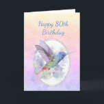 Custom Year Happy Birthday 80th Hummingbird Bird<br><div class="desc">Happy Birthday 80th or customize for whatever year you need. Hummingbird Bird for someone who loved hummingbirds,  flowers,  gardens</div>