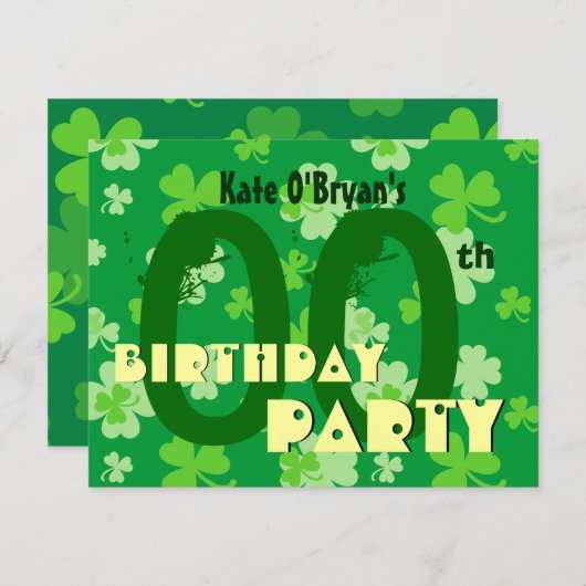 Custom Year Kleeblatts Birthday Party V07 Einladung (Vorne/Hinten)