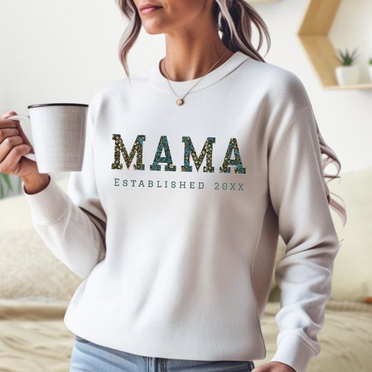 Custom Year - Mama Blue Florals Sweatshirt
