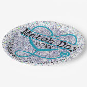 Custom Year Match Day Blue Glitter Stethoscope Pappteller (Schrägansicht)