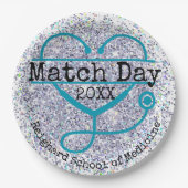 Custom Year Match Day Blue Glitter Stethoscope Pappteller (Vorderseite)