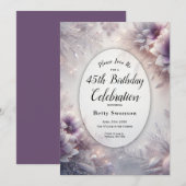 Custom Year Silver und Soft Amethyst Geburtstag Einladung (Vorne/Hinten)