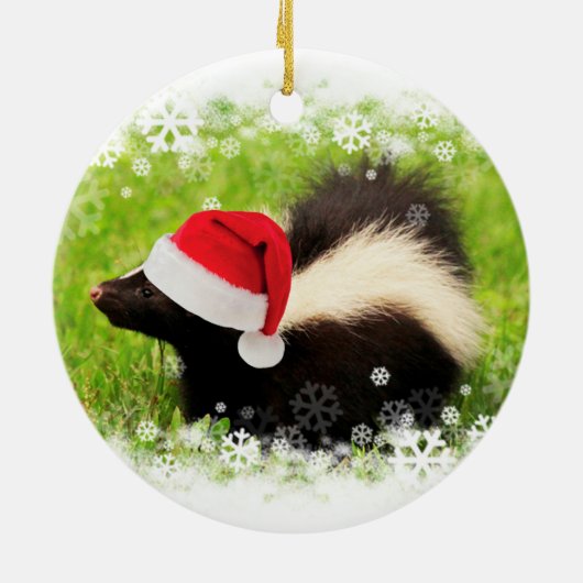 Custom Year Skunk Weihnachts-Keramik Ornament (Hinten)