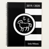 Custom Year Zodiac Sign Aries Schwarz-Weiß Planer (Vorderseite)