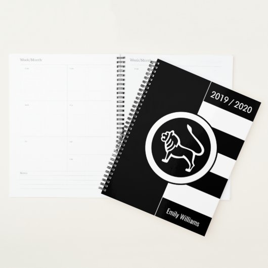 Custom Year Zodiac Sign Leo Schwarz und Weiß Planer (Anzeige)