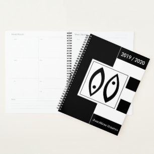 Custom Year Zodiac Sign Pisces Schwarz-Weiß Planer