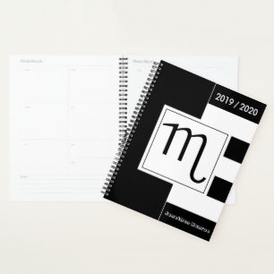Custom Year Zodiac Sign Scorpio Schwarz und Weiß Planer