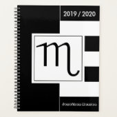 Custom Year Zodiac Sign Scorpio Schwarz und Weiß Planer (Vorderseite)
