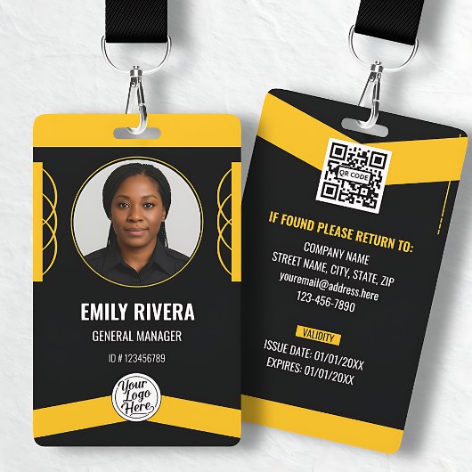 Custom Yellow Black Graphic Design Employee ID  Ausweis