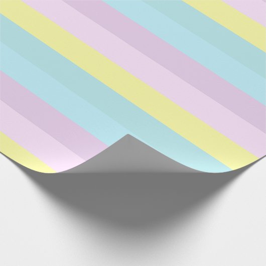 Custom Yellow Blue Lila Pastellfarben Streifen Geschenkpapier (Ecke)