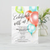 Custom Yellow Blue Red Balloons Grand Opening Einladung (Stehend Vorderseite)