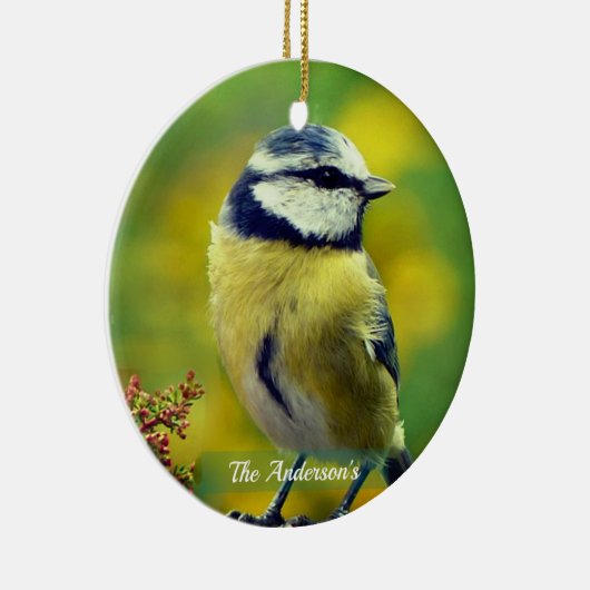 Custom Yellow breasted Blue Chat Foto Keramik Ornament (Rechts)