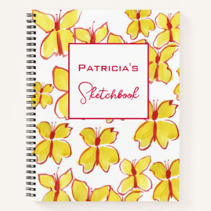 Custom Yellow Butterfly Sketchbook Notizblock